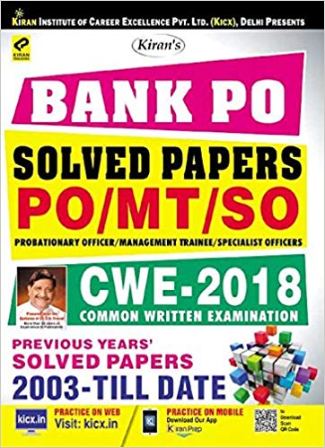 Kiran’s Bank Po Solved Papers For PO/MT/SO Probationary Officer/Management Trainee/Specialist Officer Common Written Examination English medium english