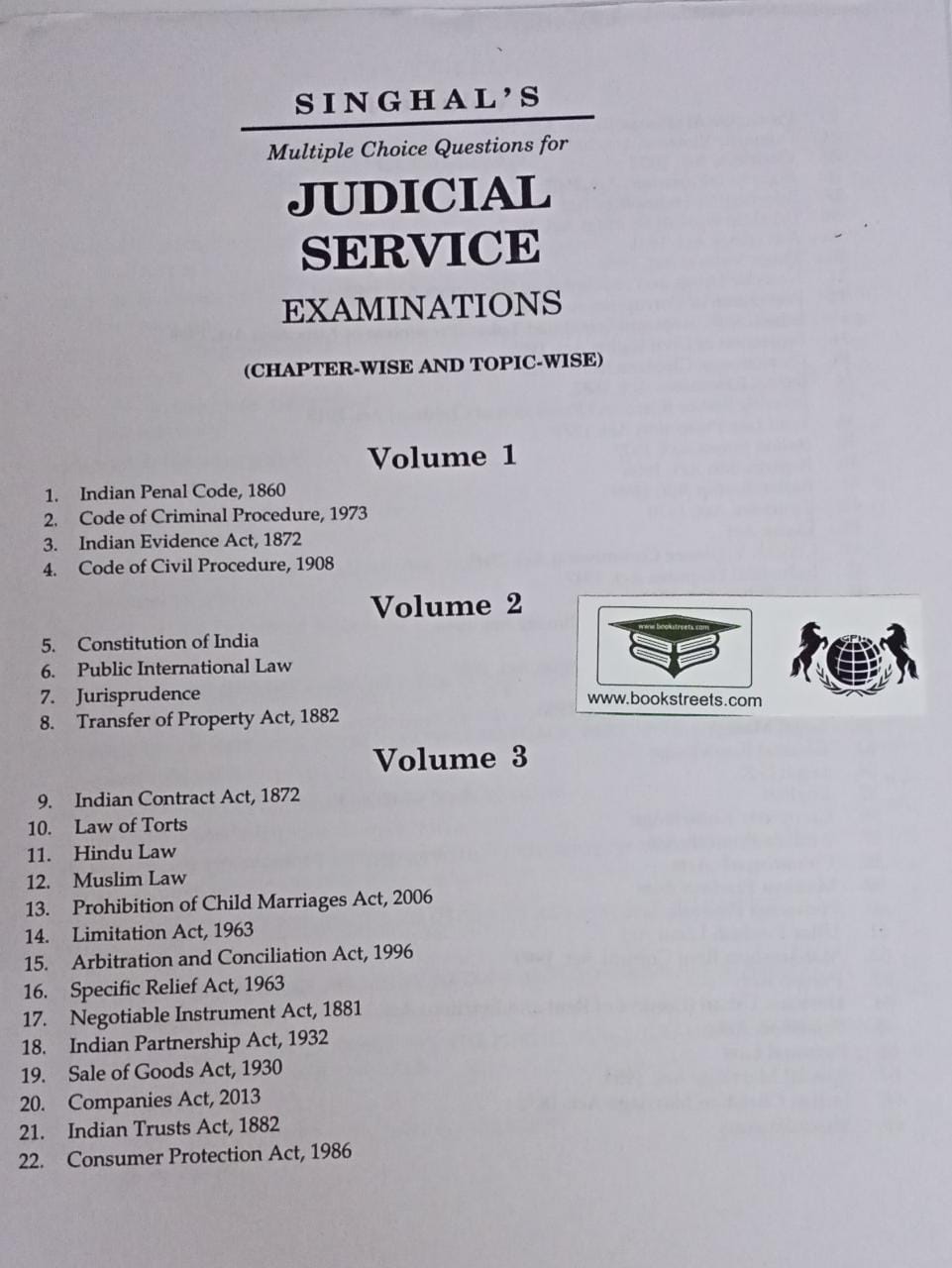 Singhal's Multiple Choice Question for Judicial Service Examination Chapter-wise and Topic wise Volume-1 by Singhal Law Publications