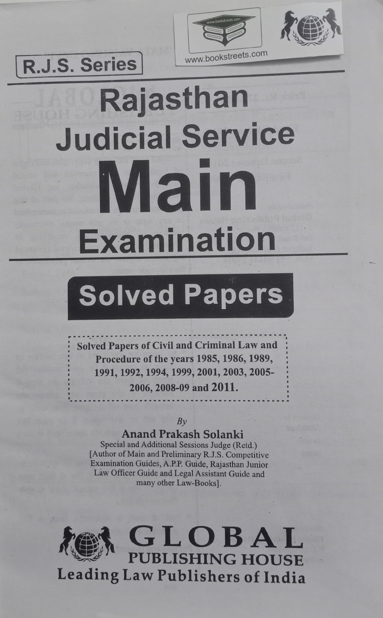 Global's Rajasthan Judicial Service Main Examination Solved Paper Global Publishing House